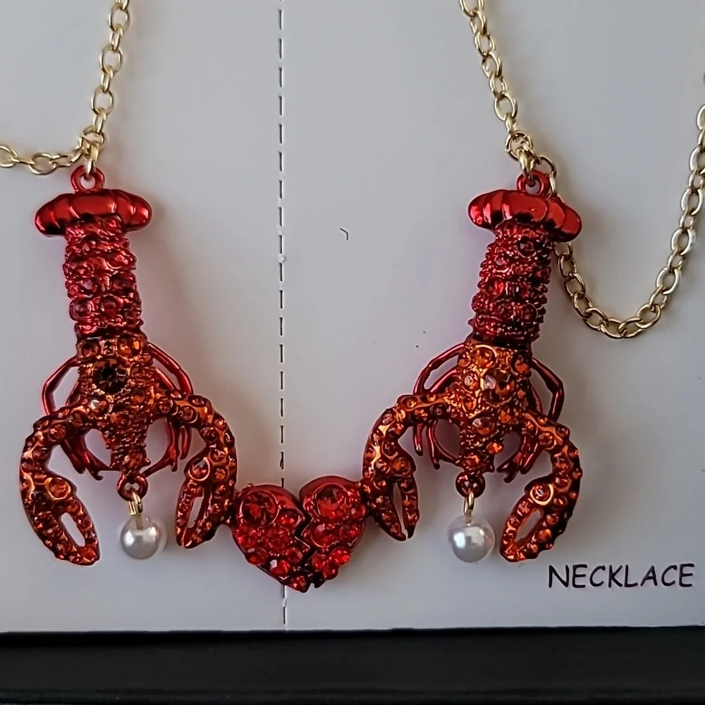 Betsey Johnson Gold and Red Lobster Best Friend Necklace Set - Picture 5 of 6